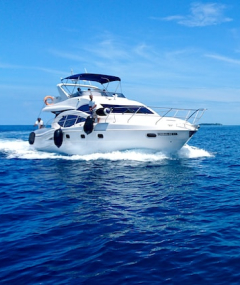 Pontoon Boat in Mary's Cove beach resort in Antique